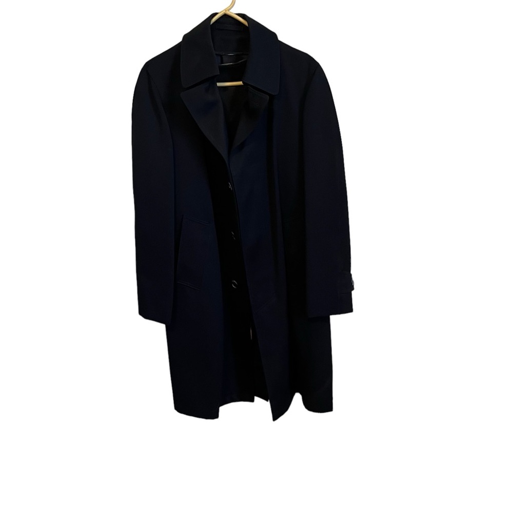 VINTAGE JC Penney Men's Navy Blue Coat Removable Faux Fur Lining Size 38